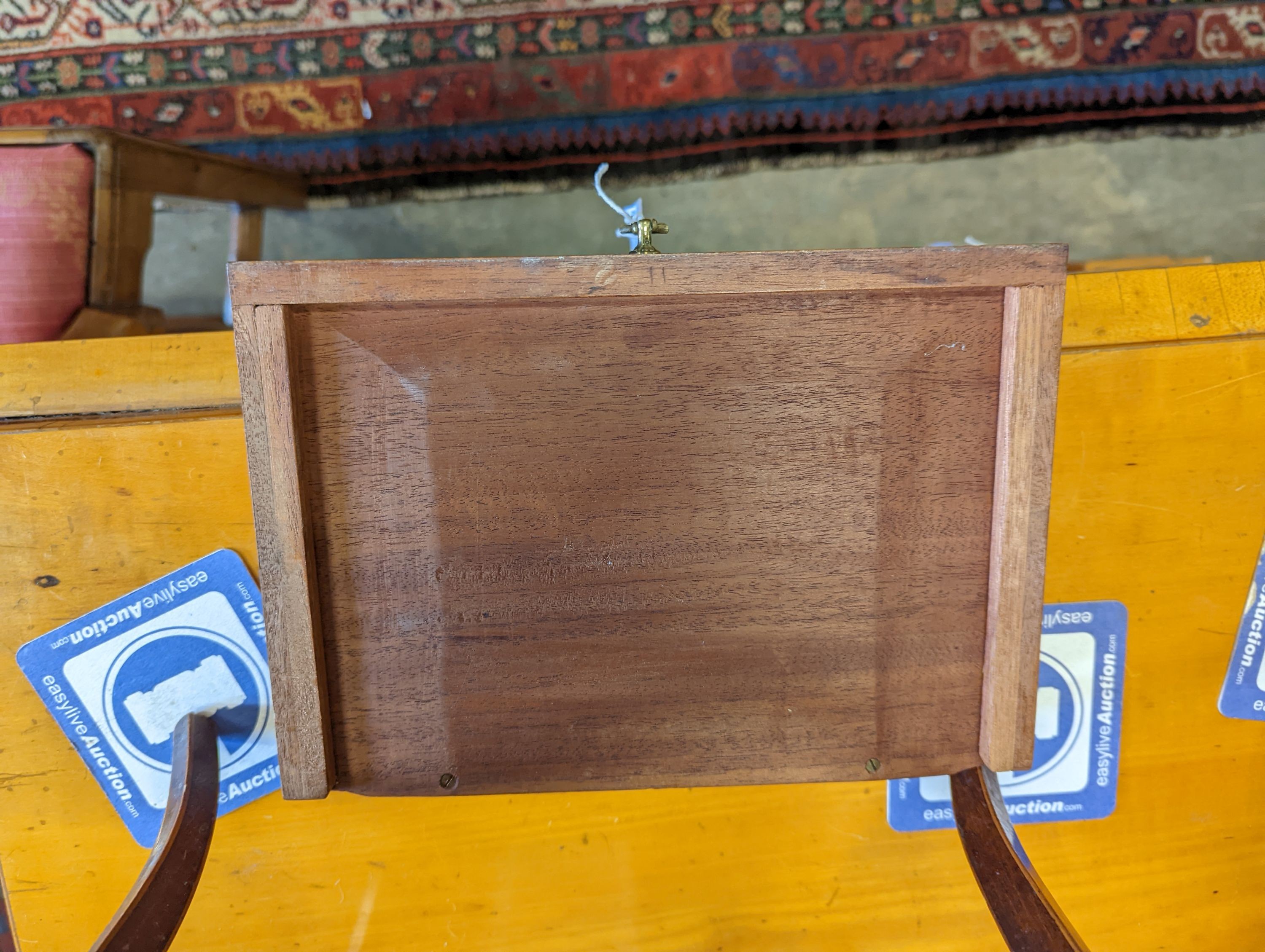 A pair of Sheraton revival inlaid mahogany two drawer bedside tables, width 30cm, height 67cm
